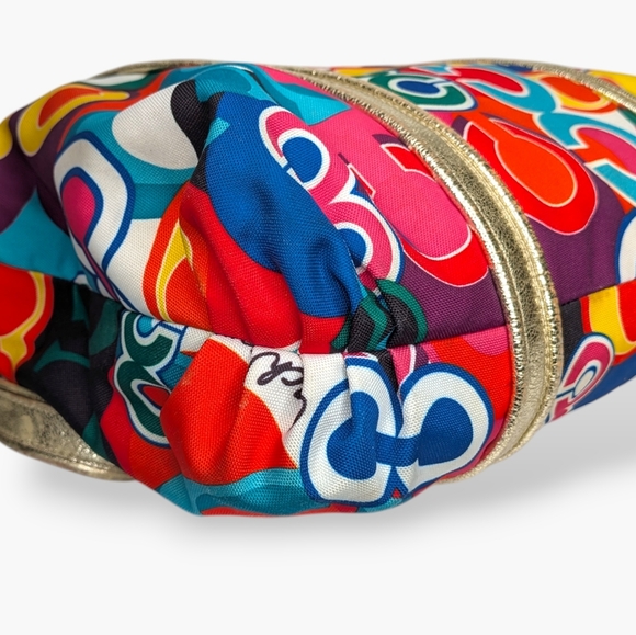 Coach Poppy Graffiti Signature Tote Multicolor Canvas Gold Leather Straps 13839 - Picture 6 of 16